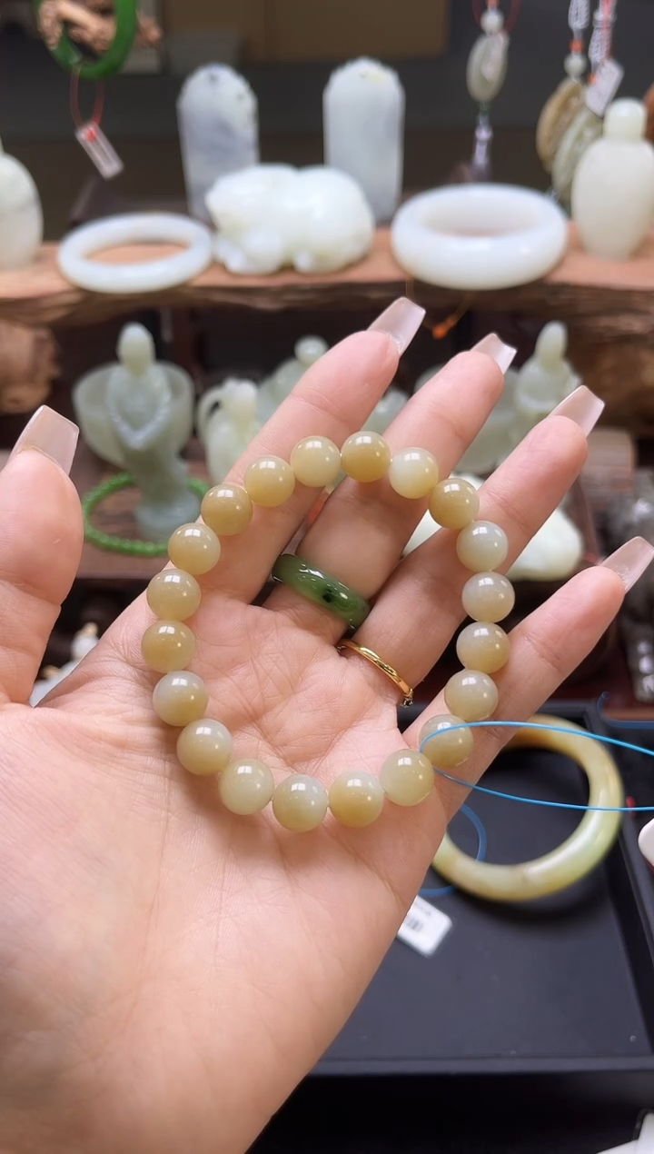 【闪购商品】和田玉手串未镶嵌且末迪克兰带糖卡10圆珠9001323