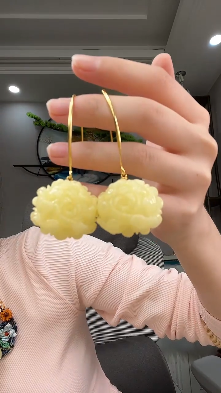 琥珀未镶嵌耳饰耳环