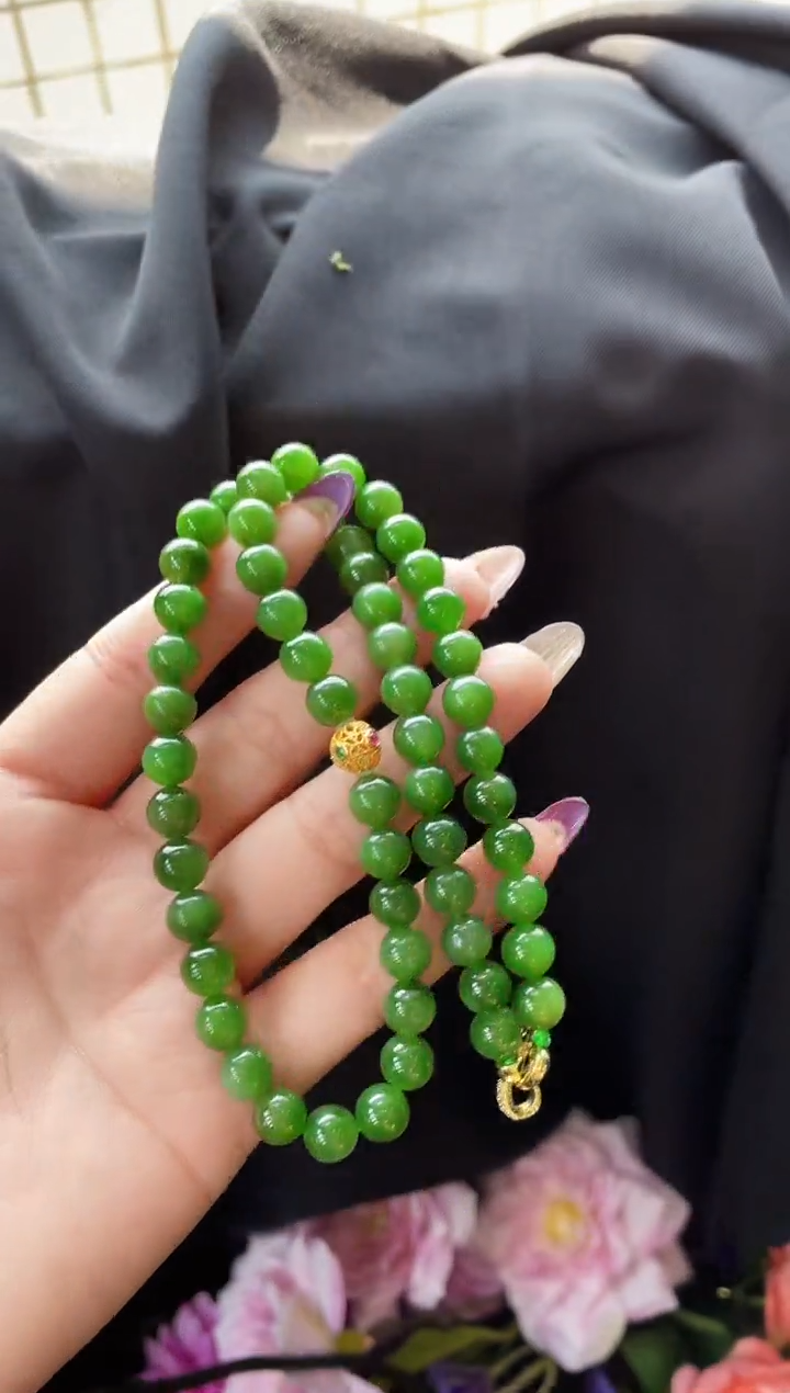 【闪购商品】和田玉项链18K金镶嵌8MM 多样性发一