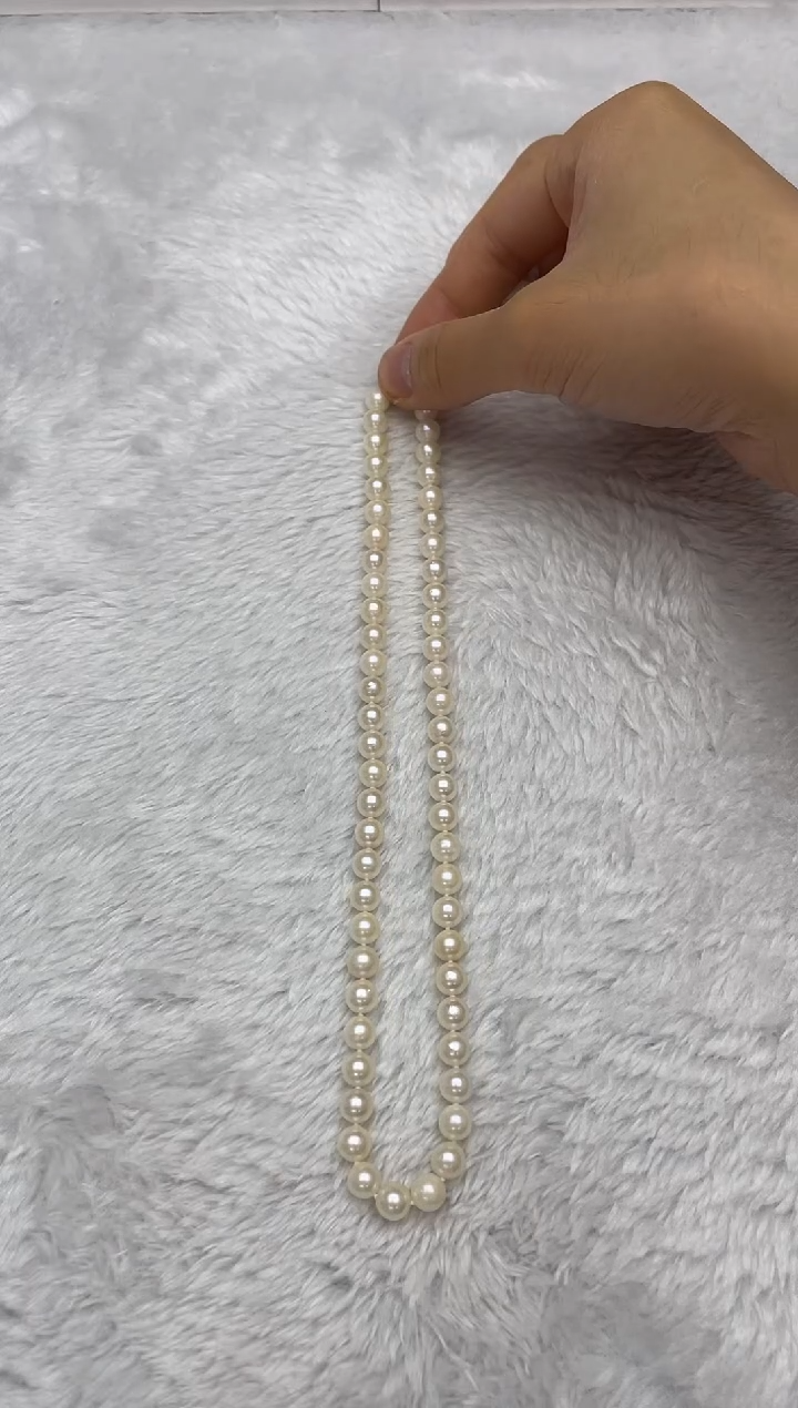 项链银S925镶嵌海水珍珠AK羽皇金7-7.5mm