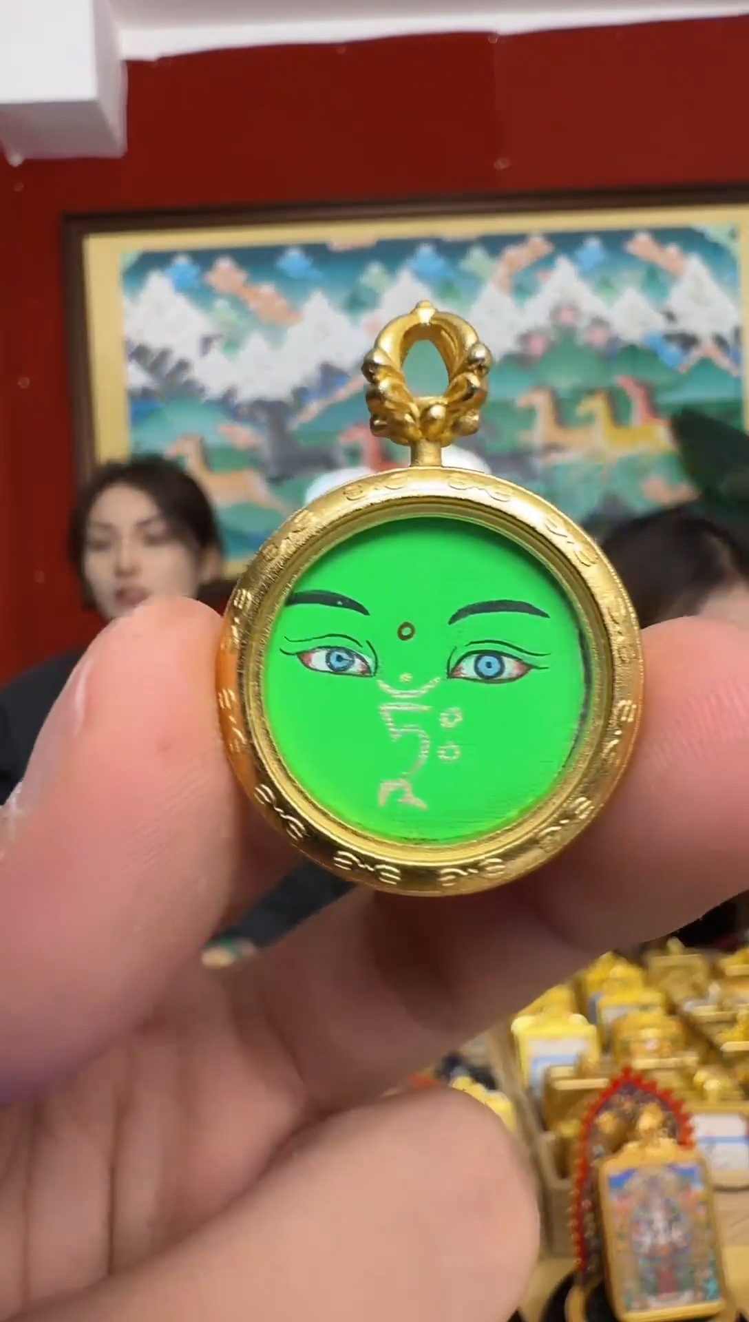 吊坠绿妈妈-热贡纯手绘