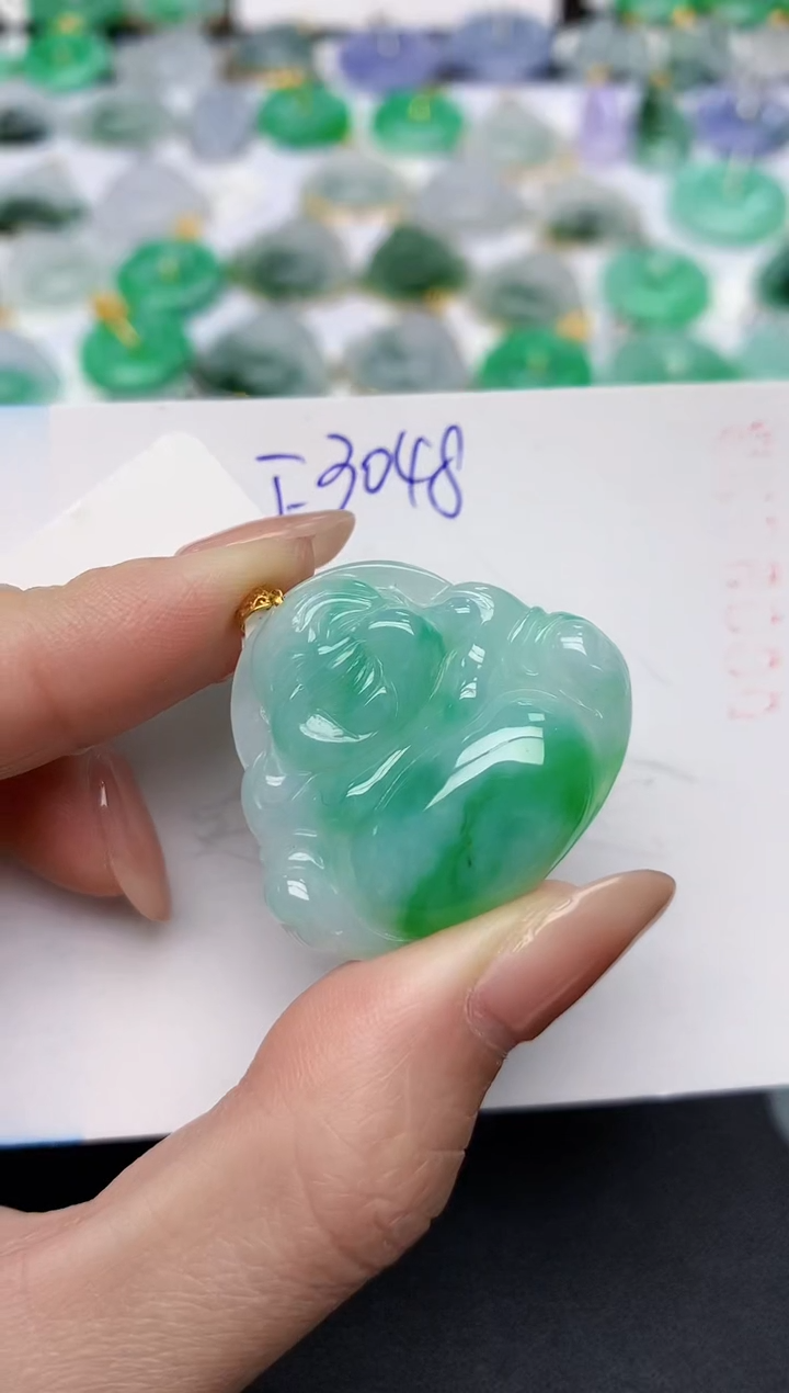 颈饰18K金镶嵌翡翠天然缅甸A货翡翠百元以上9元证书费自理