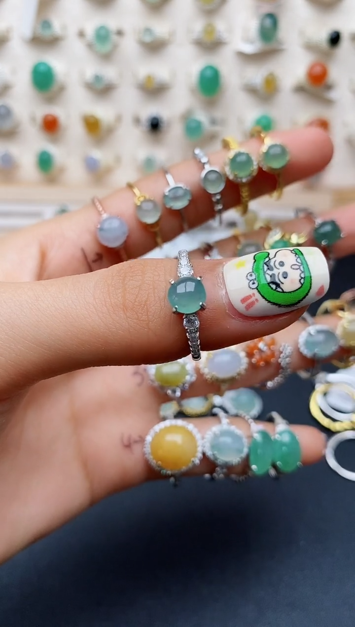 【闪购商品】翡翠戒指银S925镶嵌缅甸翡翠