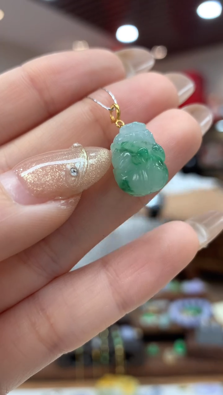 【闪购商品】翡翠吊坠(不含链)18K金镶嵌貔貅