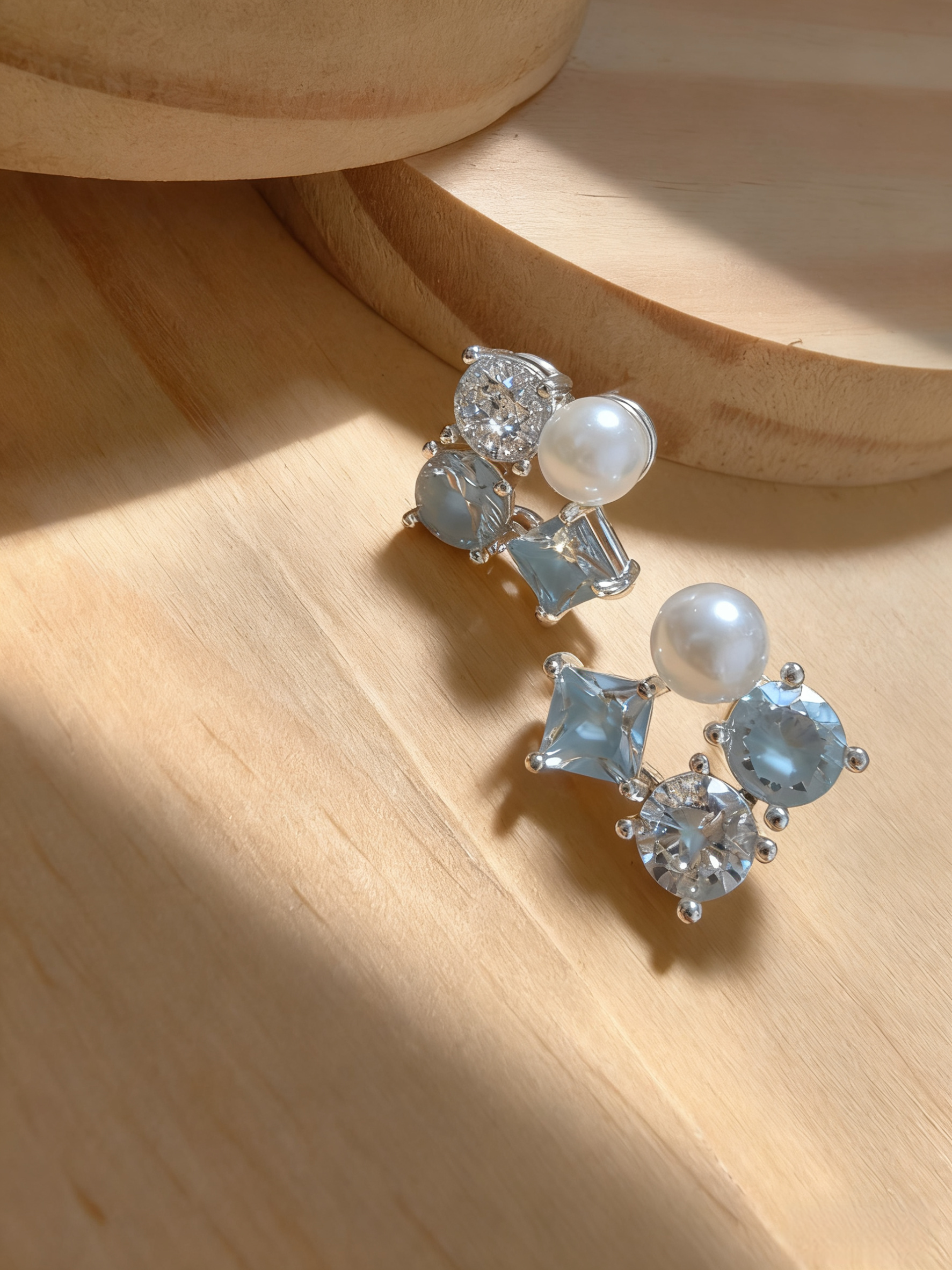 合金锆石耳饰 天空蓝耳饰