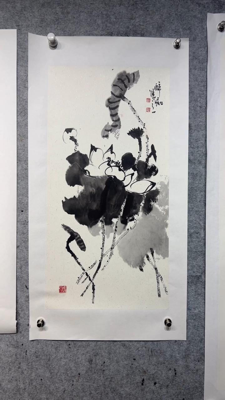 国画澹*张自学上好荷花