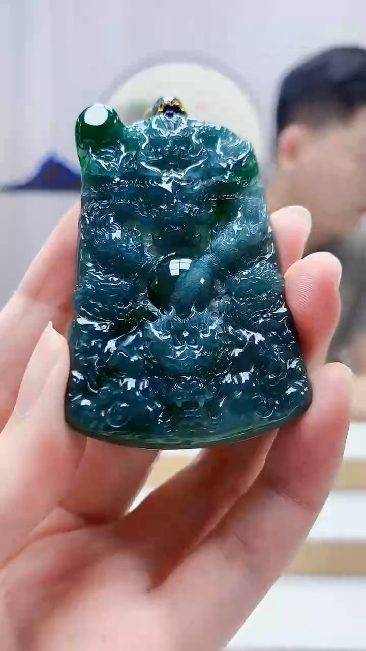 未镶嵌定制翡翠4917zm-毛货挂件37九龙