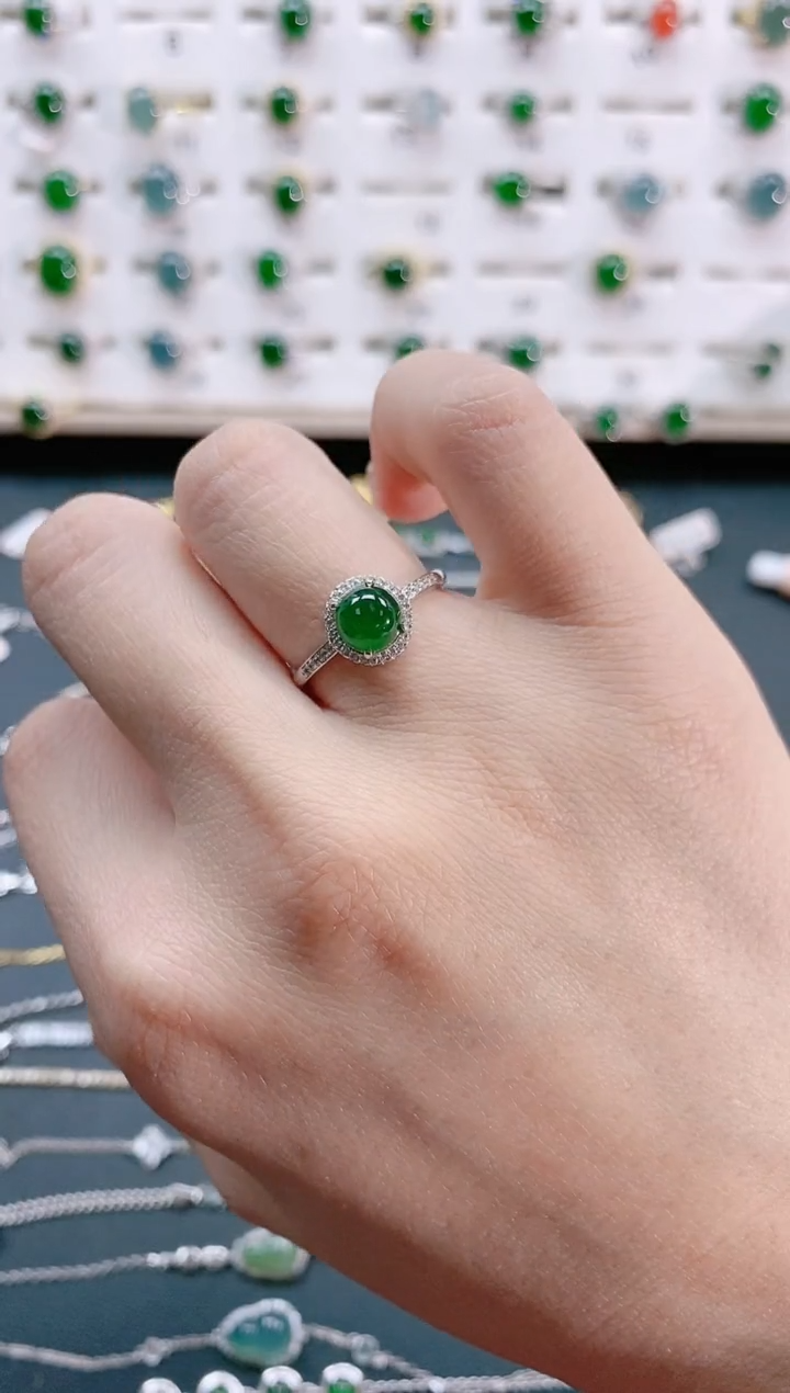 【闪购商品】翡翠戒指银S925镶嵌天然翡翠