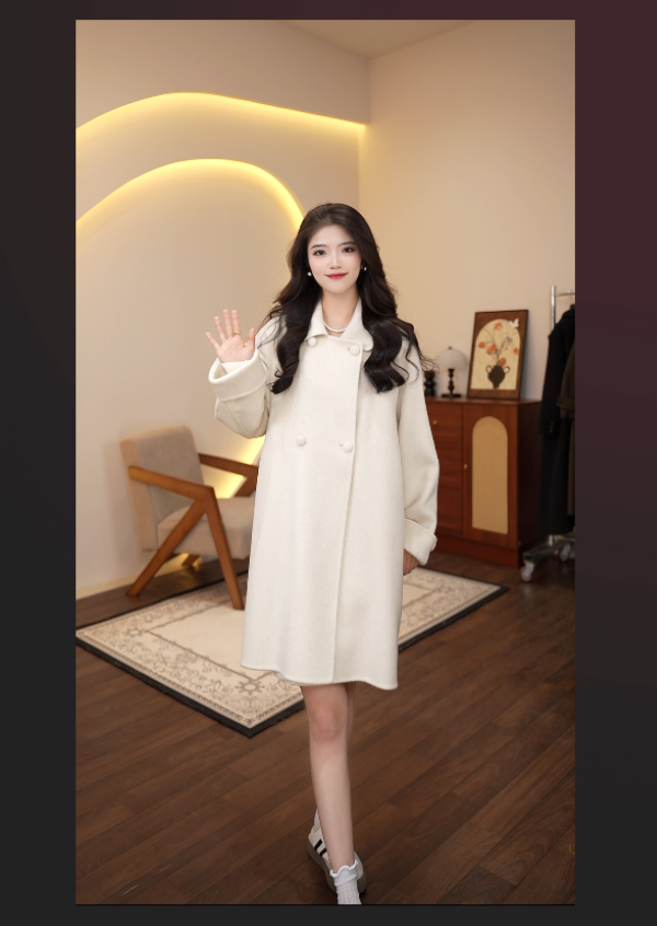 【静姐】2025年新款小个子双面纯色简约百搭中长款羊毛大衣2622