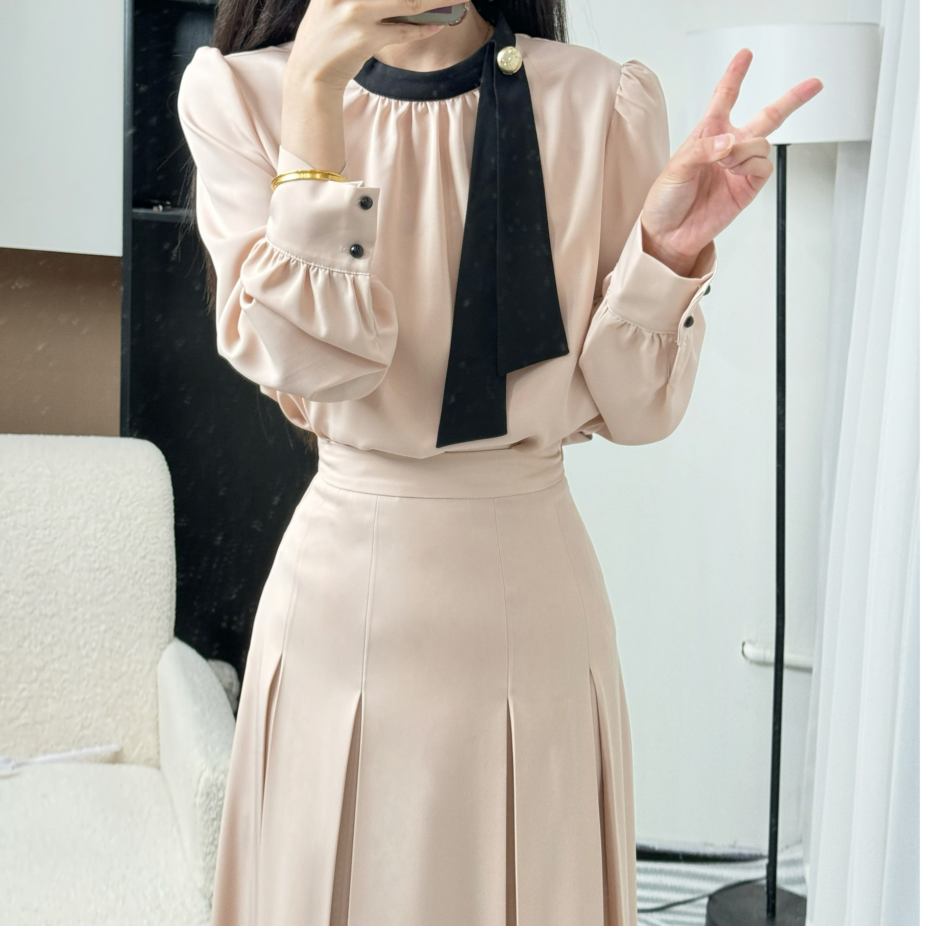 年终请沧//2025年冬新款法式气质百搭长袖上衣+半身裙 10082 JJQC