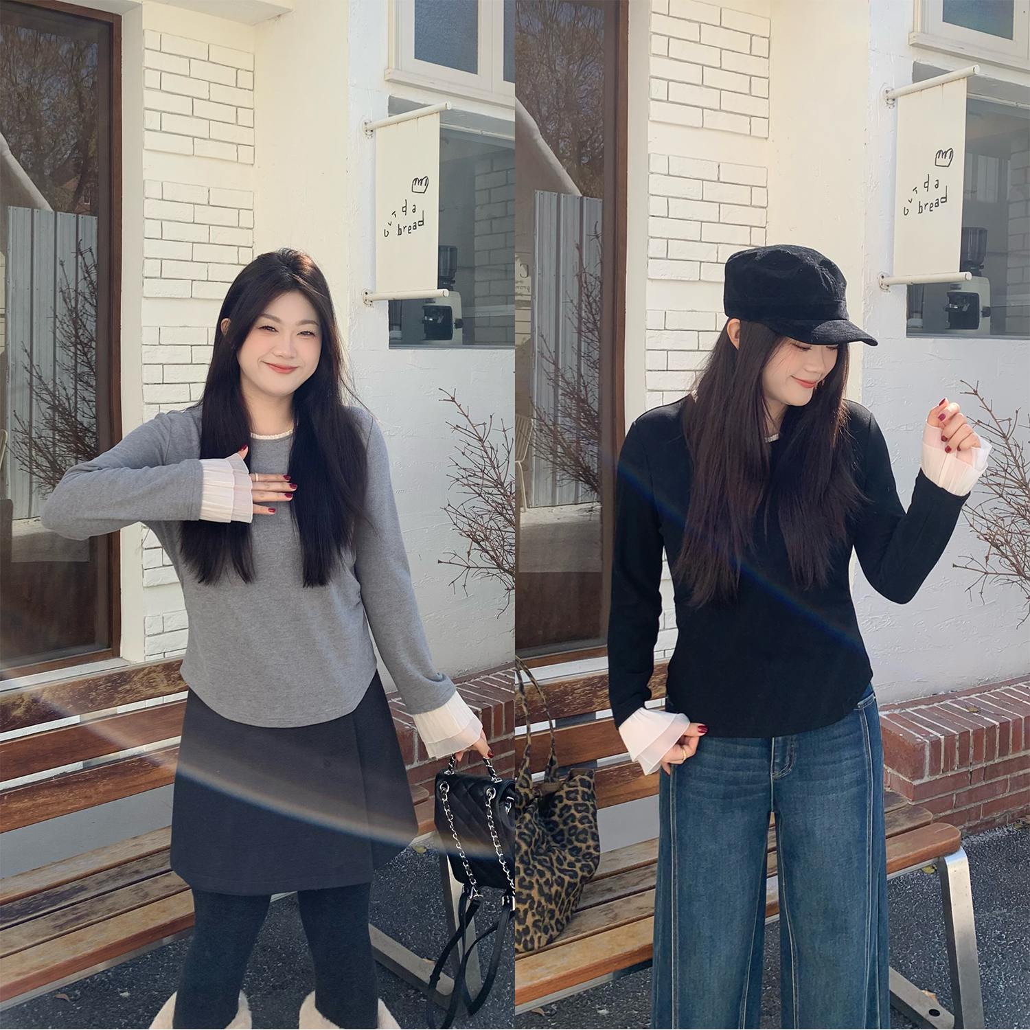 裂渡宣宣【贴身日记】花边针织上衣女冬百搭显瘦正肩打底衫ZY510V43