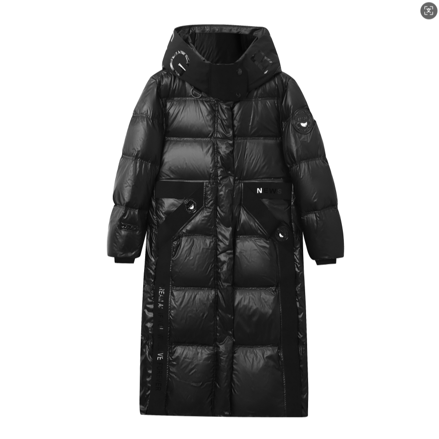 C01连帽纯色保暖中年大码宽松外套运动时尚冬季石墨烯内里羽绒服