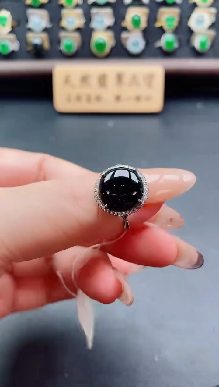 银S925镶嵌戒指翡翠1
