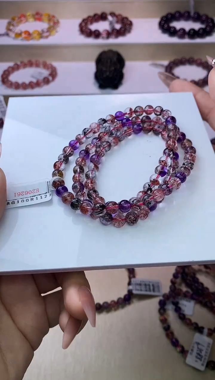 【闪购商品】水晶手链未镶嵌黑加仑超七多圈6m+