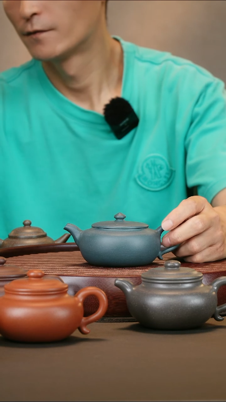 茶壶紫砂墨绿泥/明式扁臣/200cc