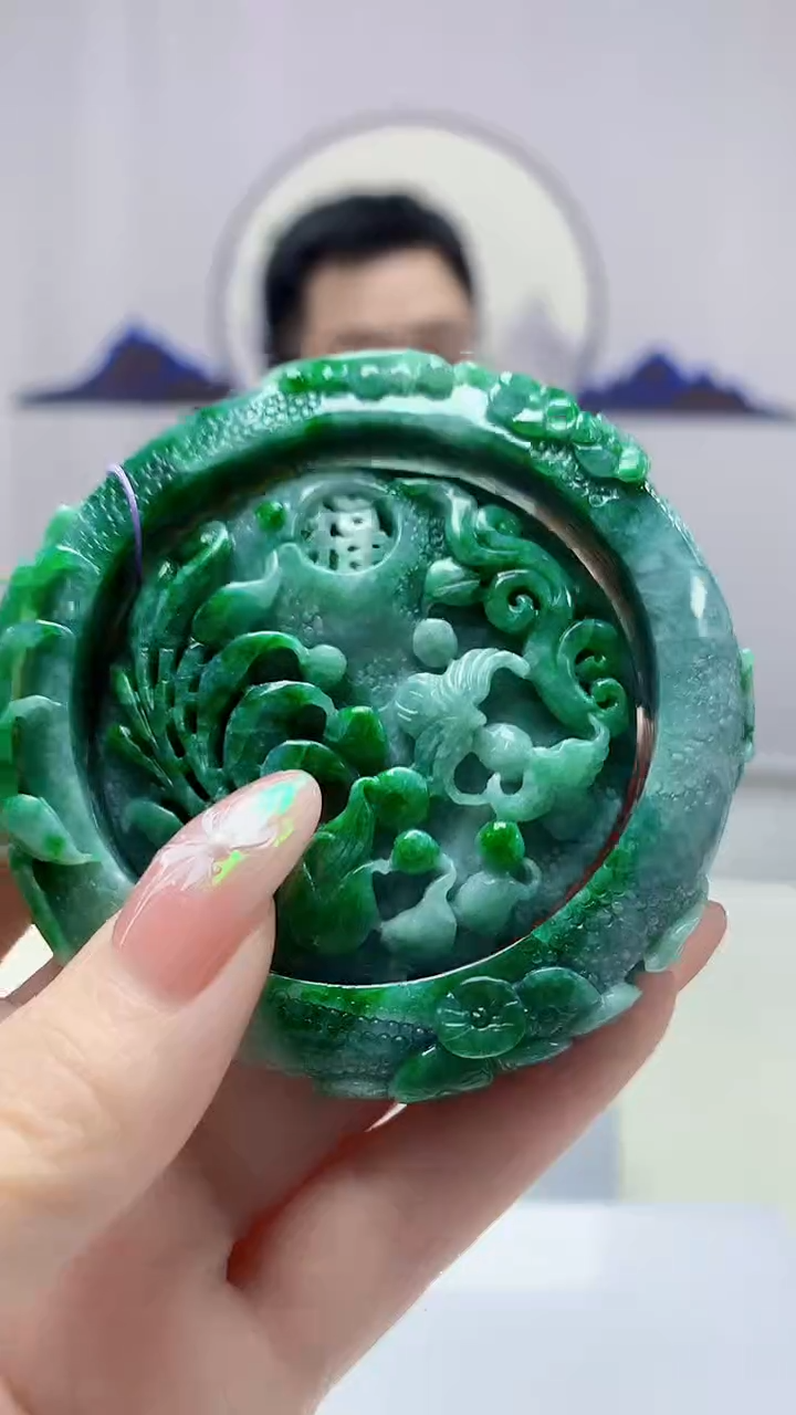 【闪购商品】定制翡翠未镶嵌5153DD-毛货手镯赠底座（圈）83