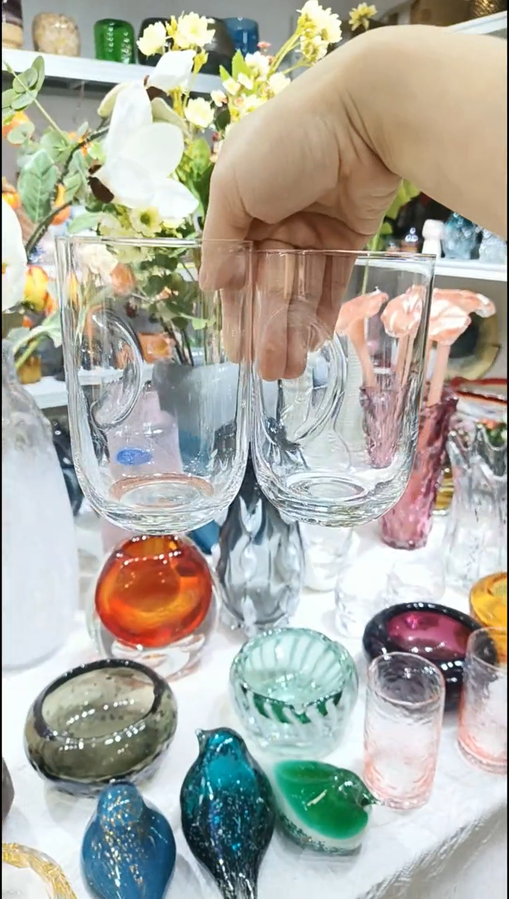 【闪购商品】水晶玻璃2只透明有造型水杯