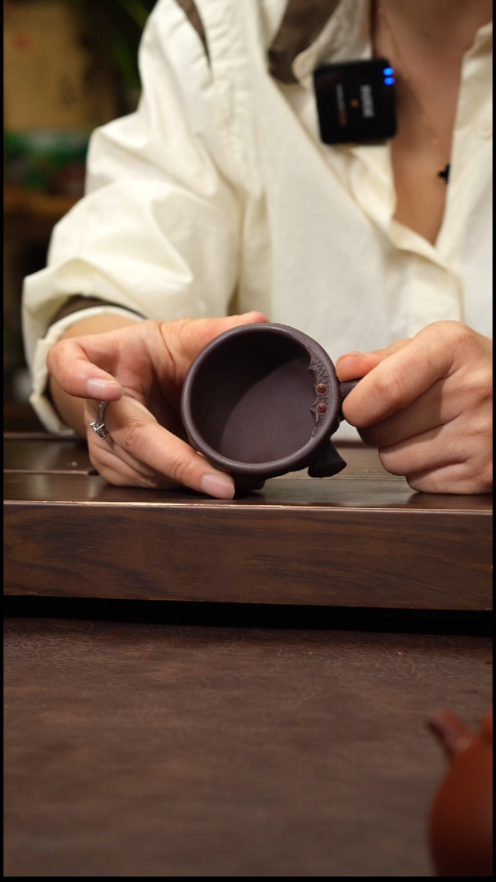 茶壶紫砂-老紫泥全手莲蓬杯