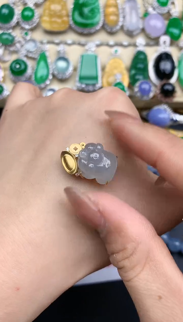 颈饰18K金镶嵌翡翠218-中国好珍宝