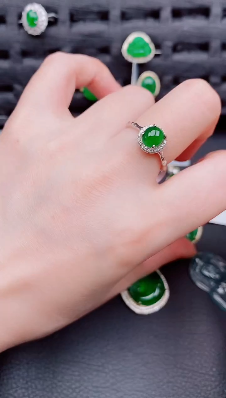 【闪购商品】翡翠戒指银S925镶嵌天然a货翡翠617