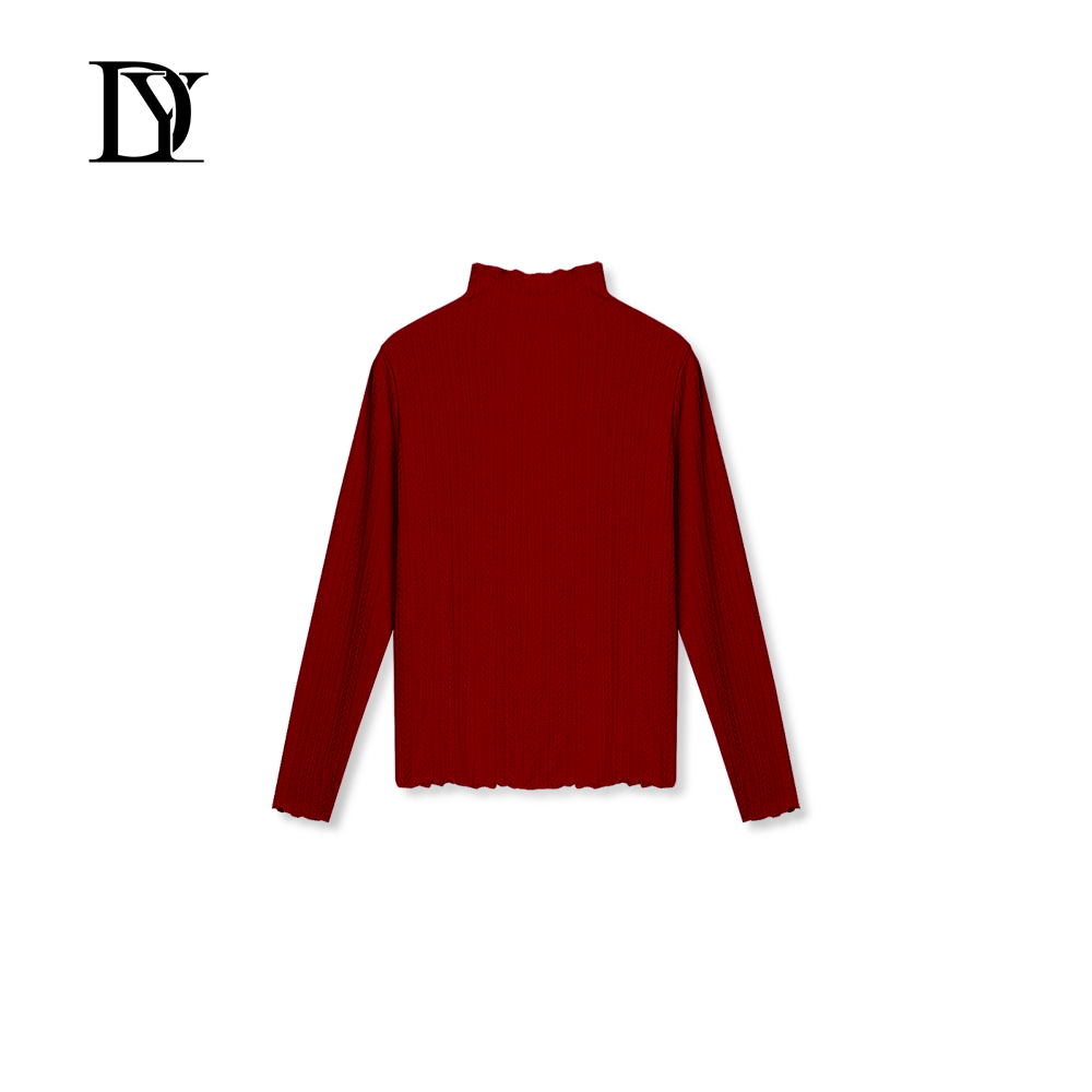 大缘·缘本秋冬新款半高领木耳边打底衫上衣DT8811