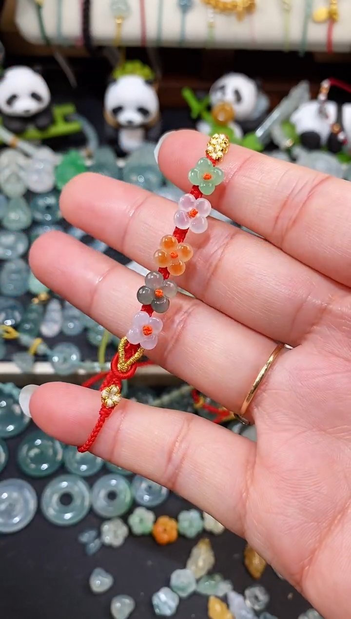 散珠翡翠桂花手绳  手围15