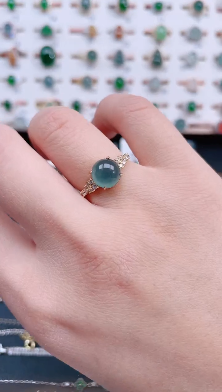 银S925镶嵌戒指翡翠天然翡翠