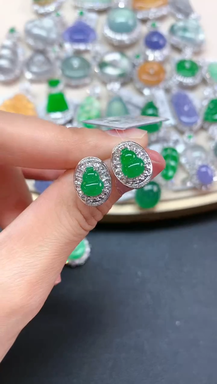 【闪购商品】翡翠耳饰18K金镶嵌Q87|22800