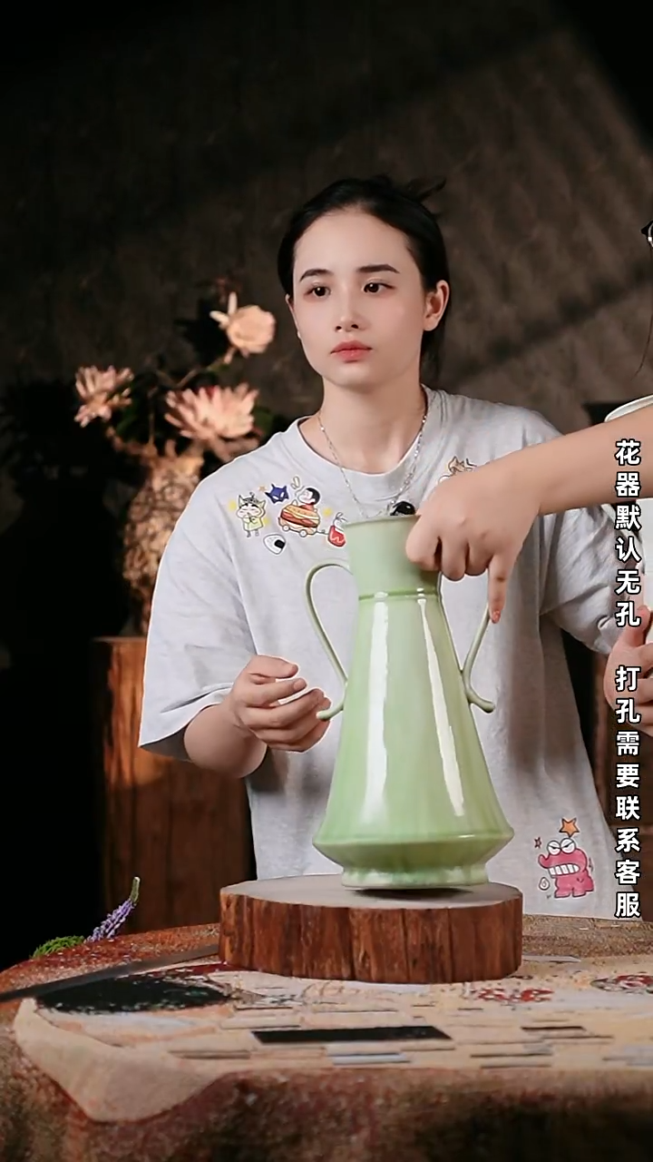 摆件景德镇高温陶瓷微瑕花器