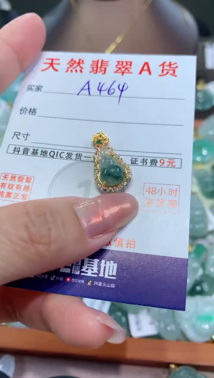 【闪购商品】翡翠颈饰银S925镶嵌天然翡翠A货挂件