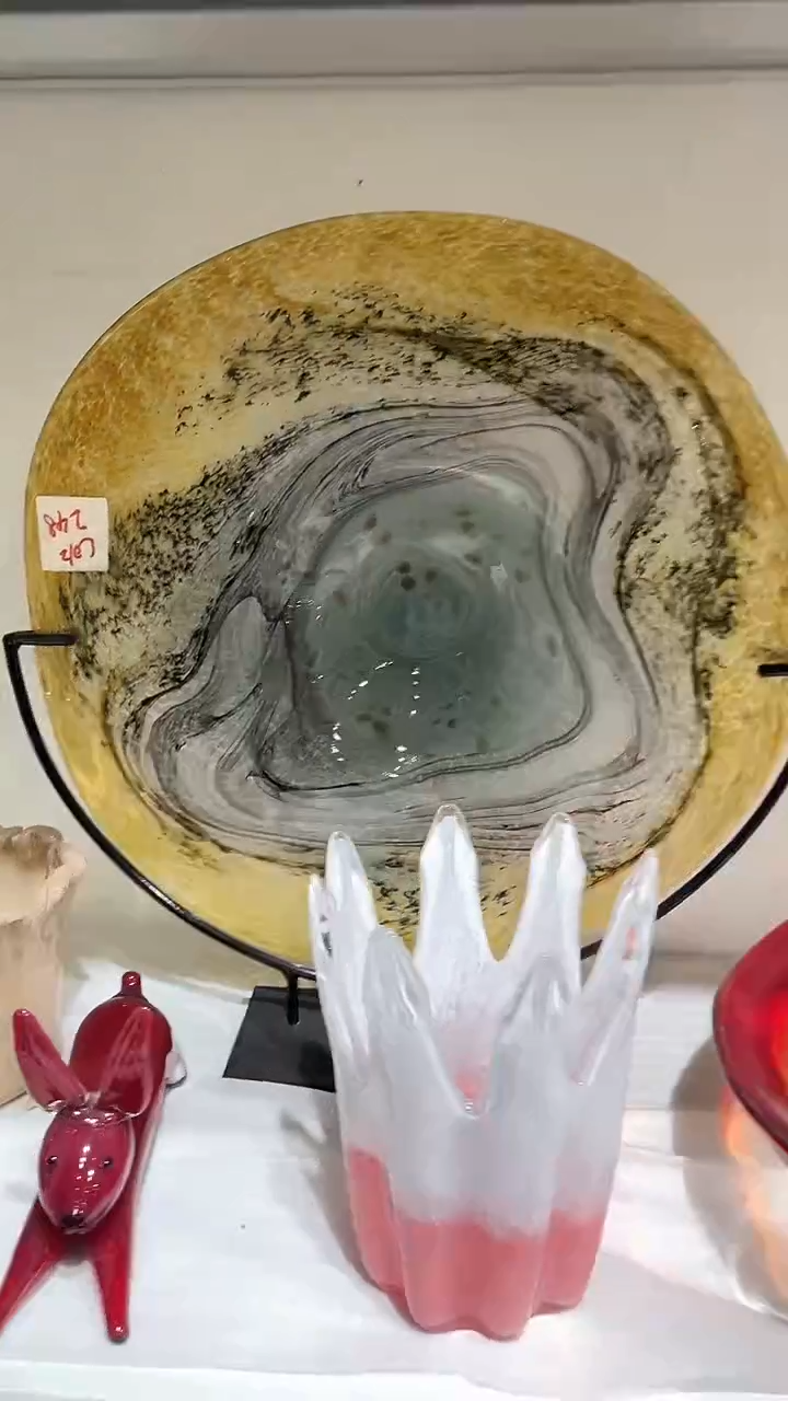 【闪购商品】琉璃44厘米宽不带架子琉璃果盘