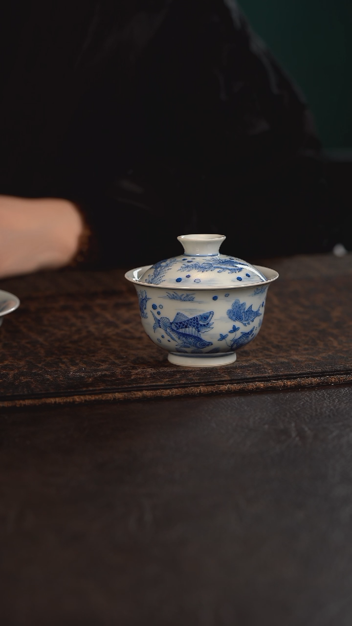 【闪购商品】杯聚澜堂好多鱼元宝盖碗