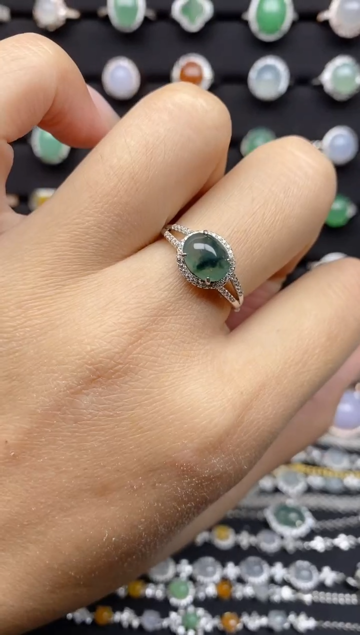 【闪购商品】翡翠戒指银S925镶嵌S925银镶嵌翡翠戒指