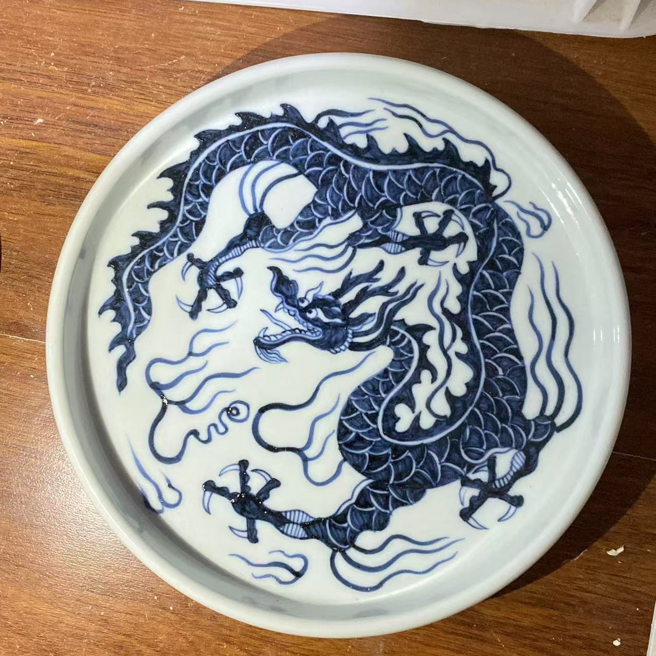 柴窑微瑕福利龙纹直边壶承