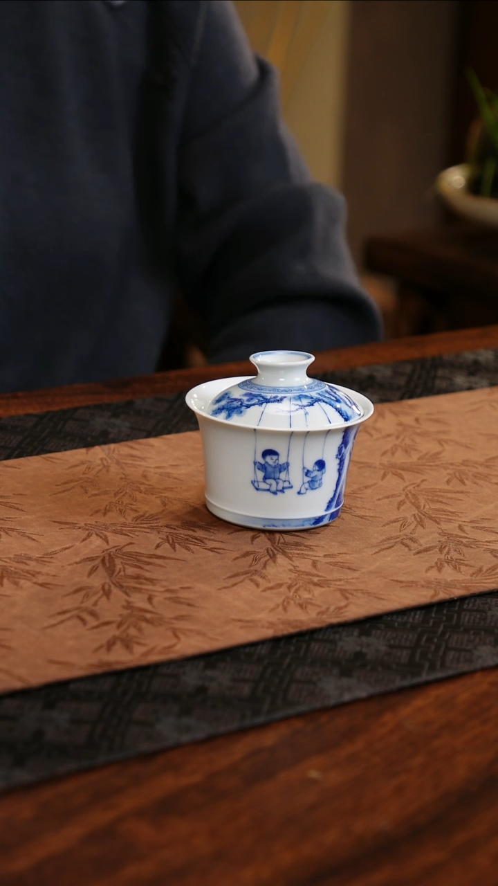 【闪购商品】杯子聚澜堂童趣荡秋千马蹄盖碗