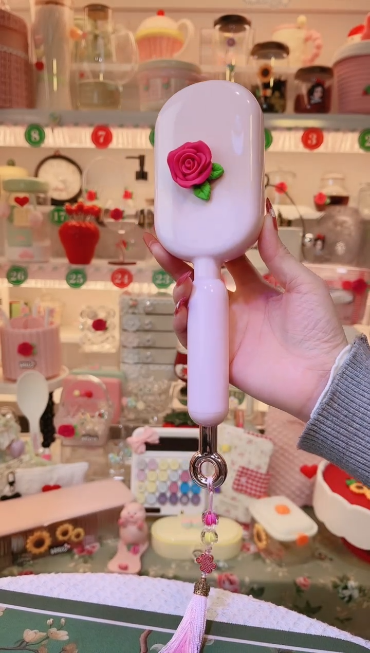 玫瑰花梳子粉色——手工制作品质好！