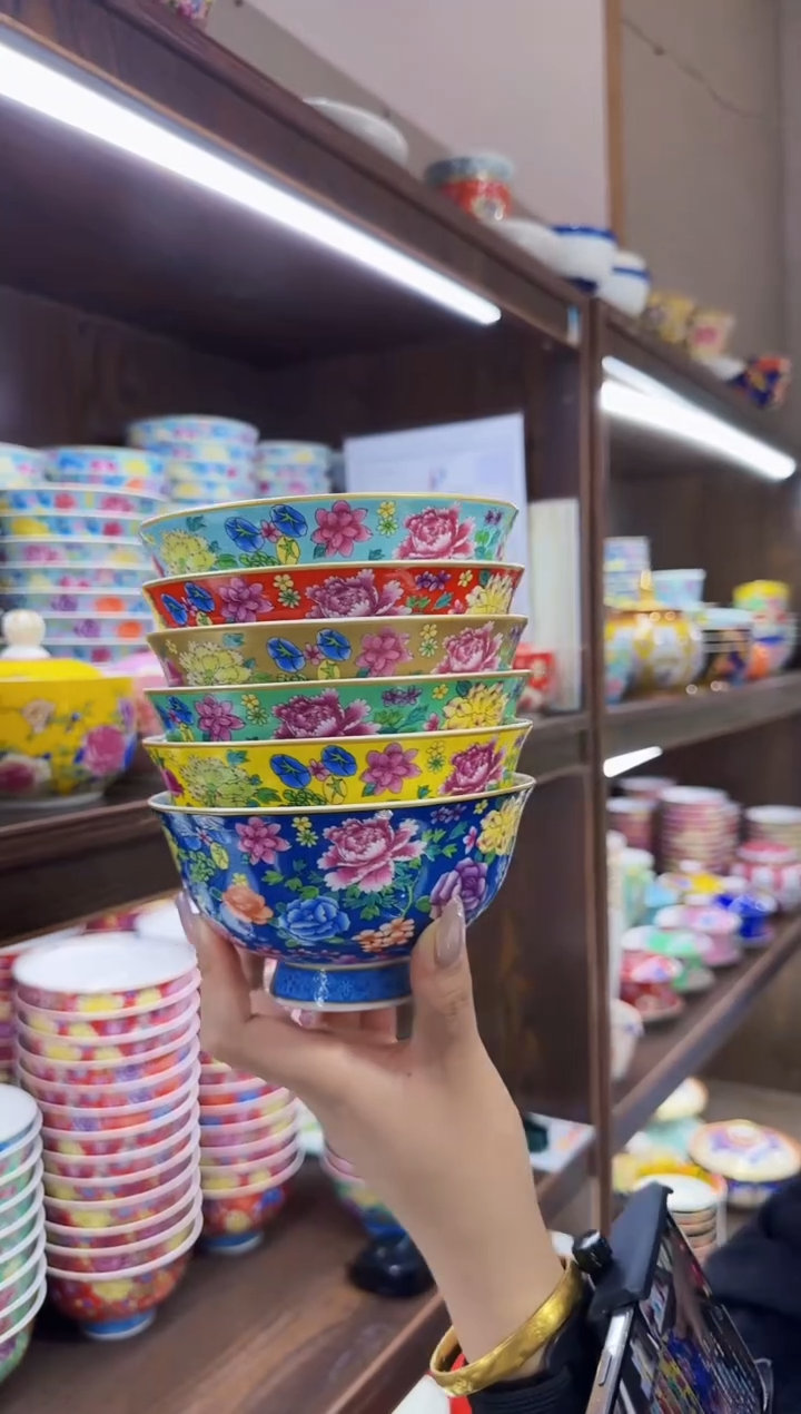 珐琅5英寸饭碗6个景德镇陶瓷