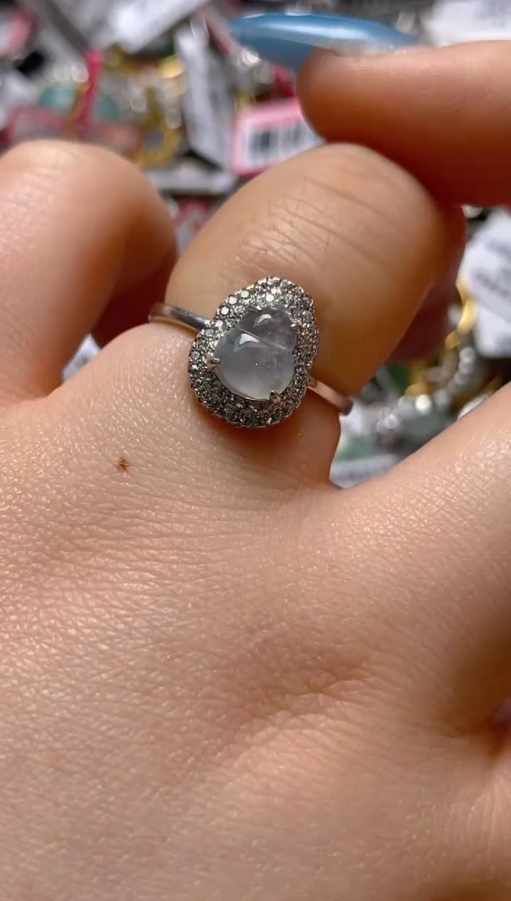 银S925镶嵌戒指翡翠百内无证书