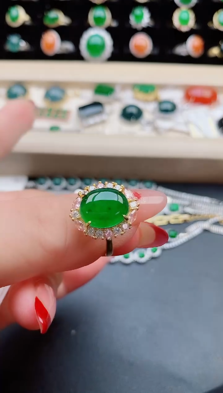 【闪购商品】翡翠戒指银S925镶嵌850850