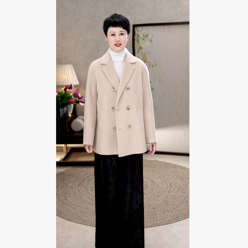 25年秋冬百分百羊毛时尚气质翻领西装领短款大衣外套K20