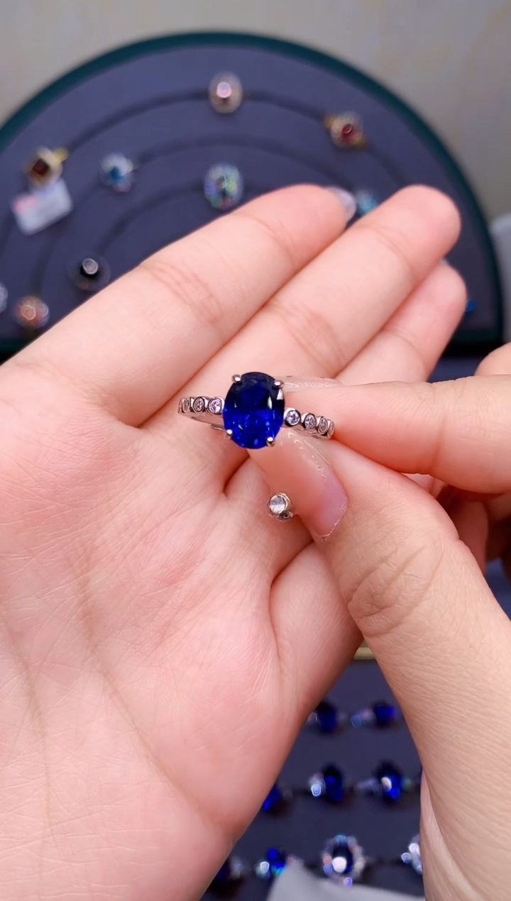 【闪购商品】蓝宝石戒指银S925镶嵌5