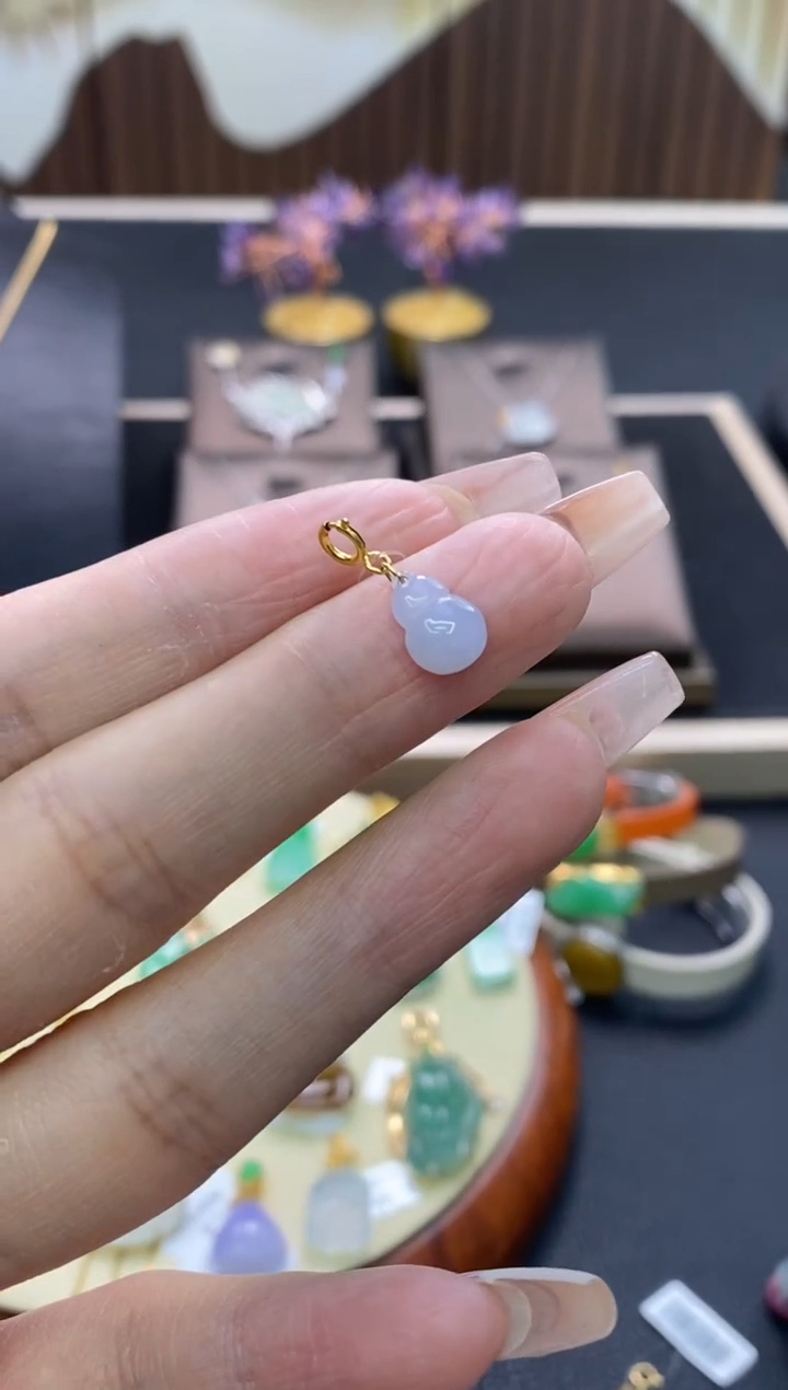 【闪购商品】翡翠颈饰18K金镶嵌净货15910