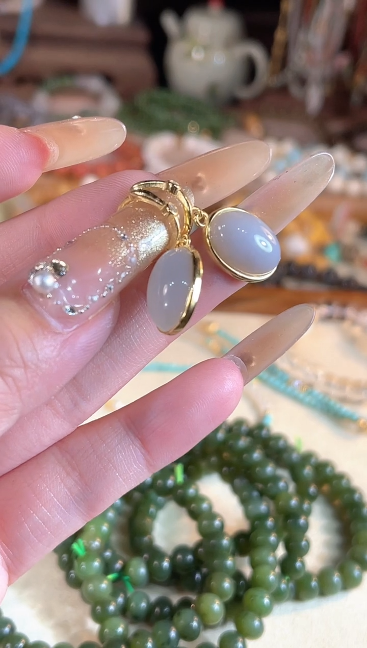 【闪购商品】和田玉耳饰银S925镶嵌多样性发货其一