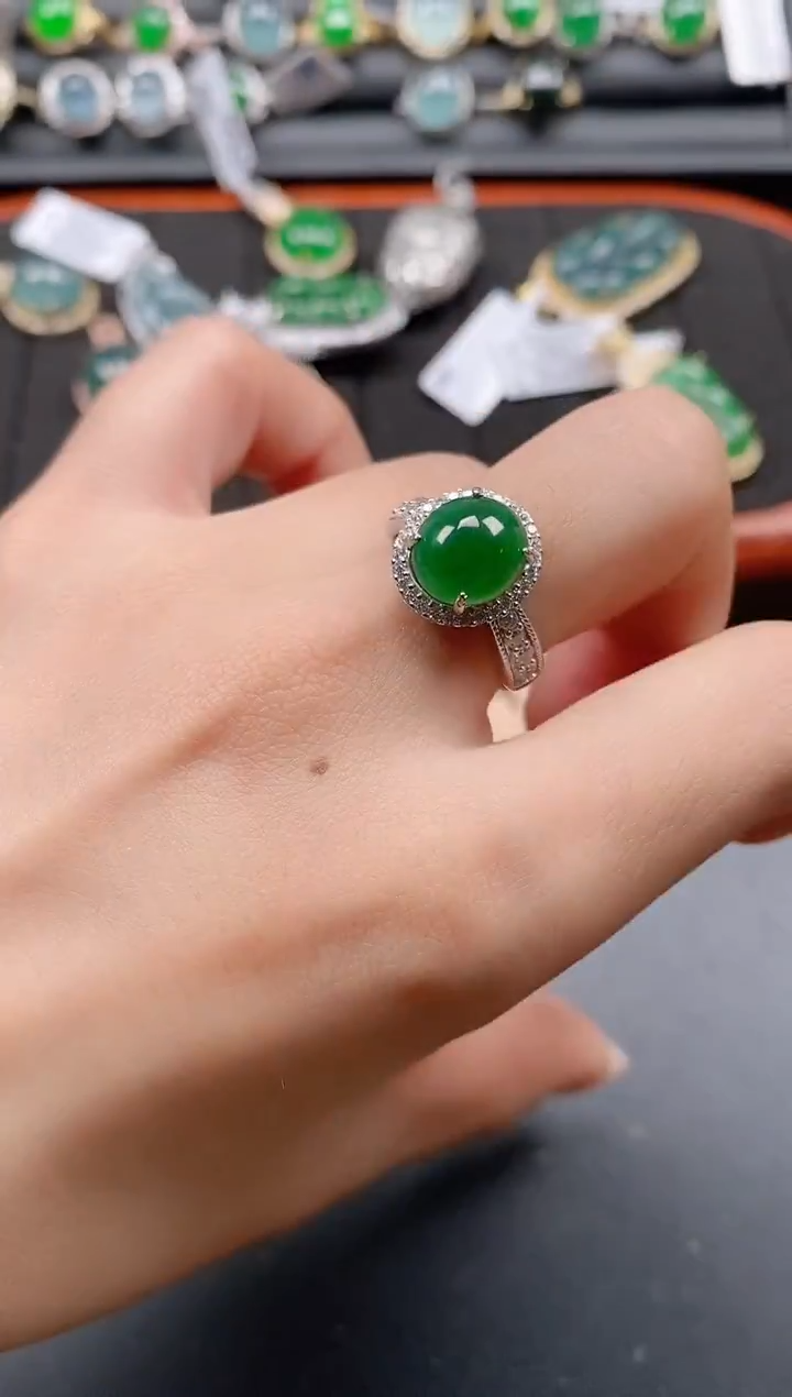 银S925镶嵌戒指翡翠111