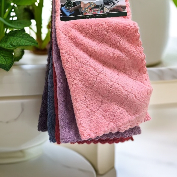 5条30*30花边欧花满天星竖条方巾钉卡组合速干吸水面巾万能抹布