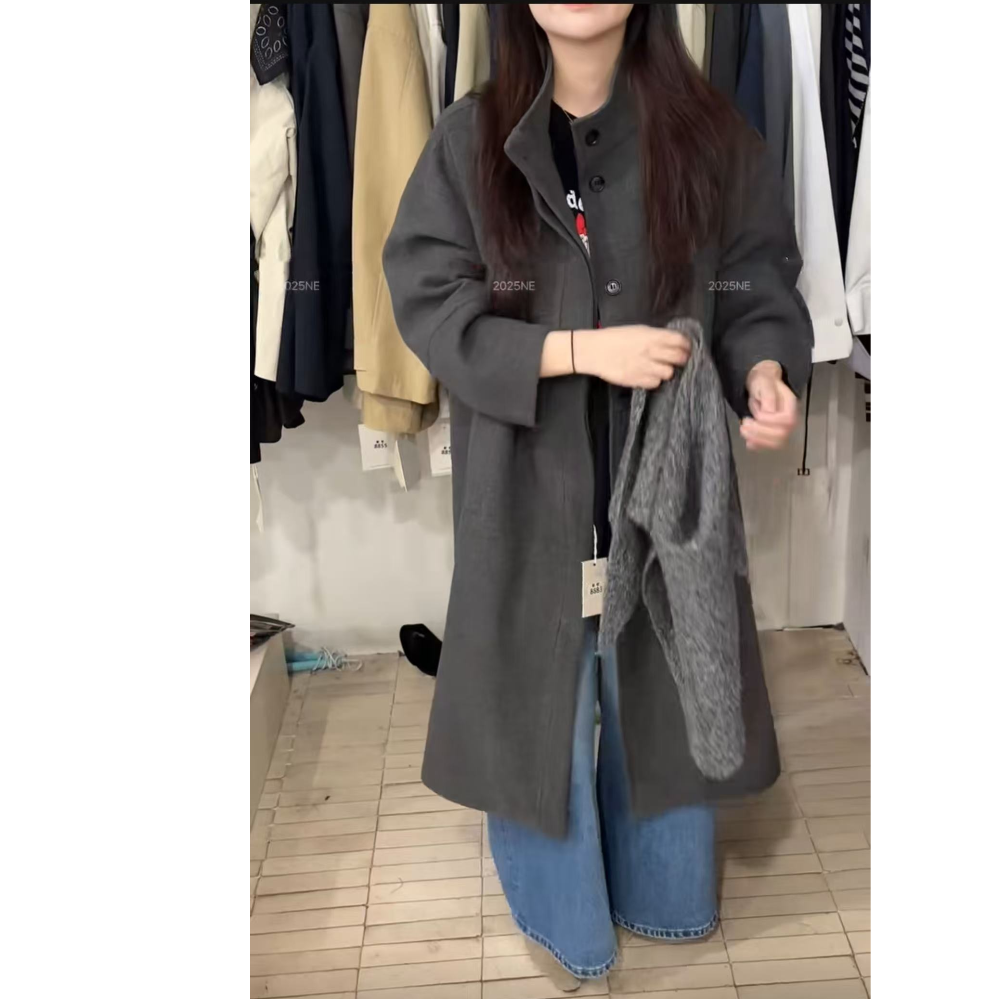 8883•小立领大衣 DY# 东大门立领气质女主即视感加棉大衣·