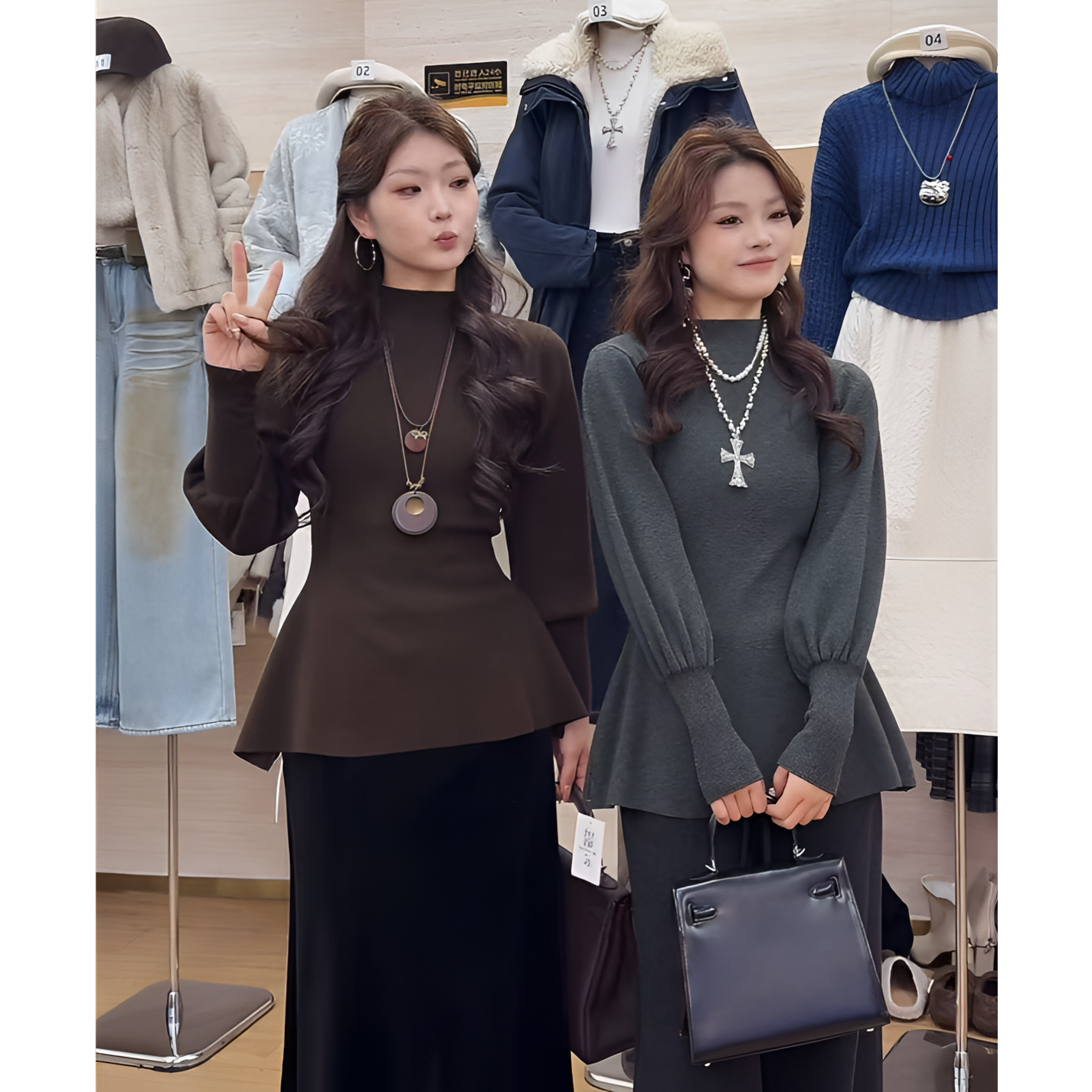 【南韩沙漏腰】复古优雅高定轻奢修身显瘦气质毛衣-95305