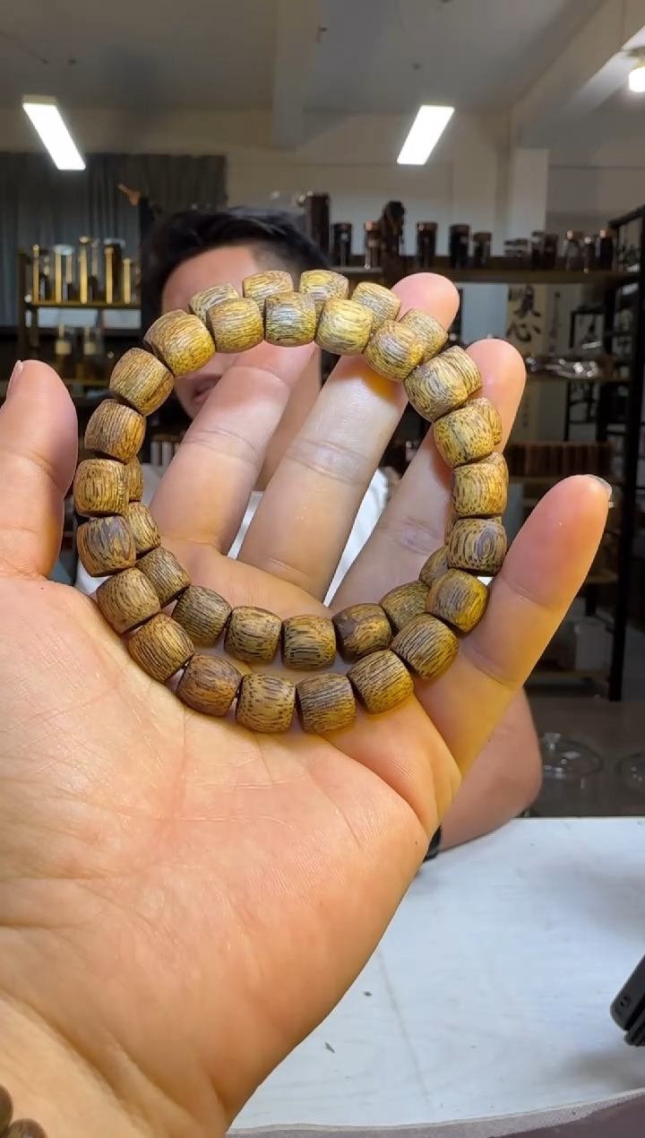 沉香手串99沉窖藏款海南黄奇直纹鼓珠9mm7g+多样性发1