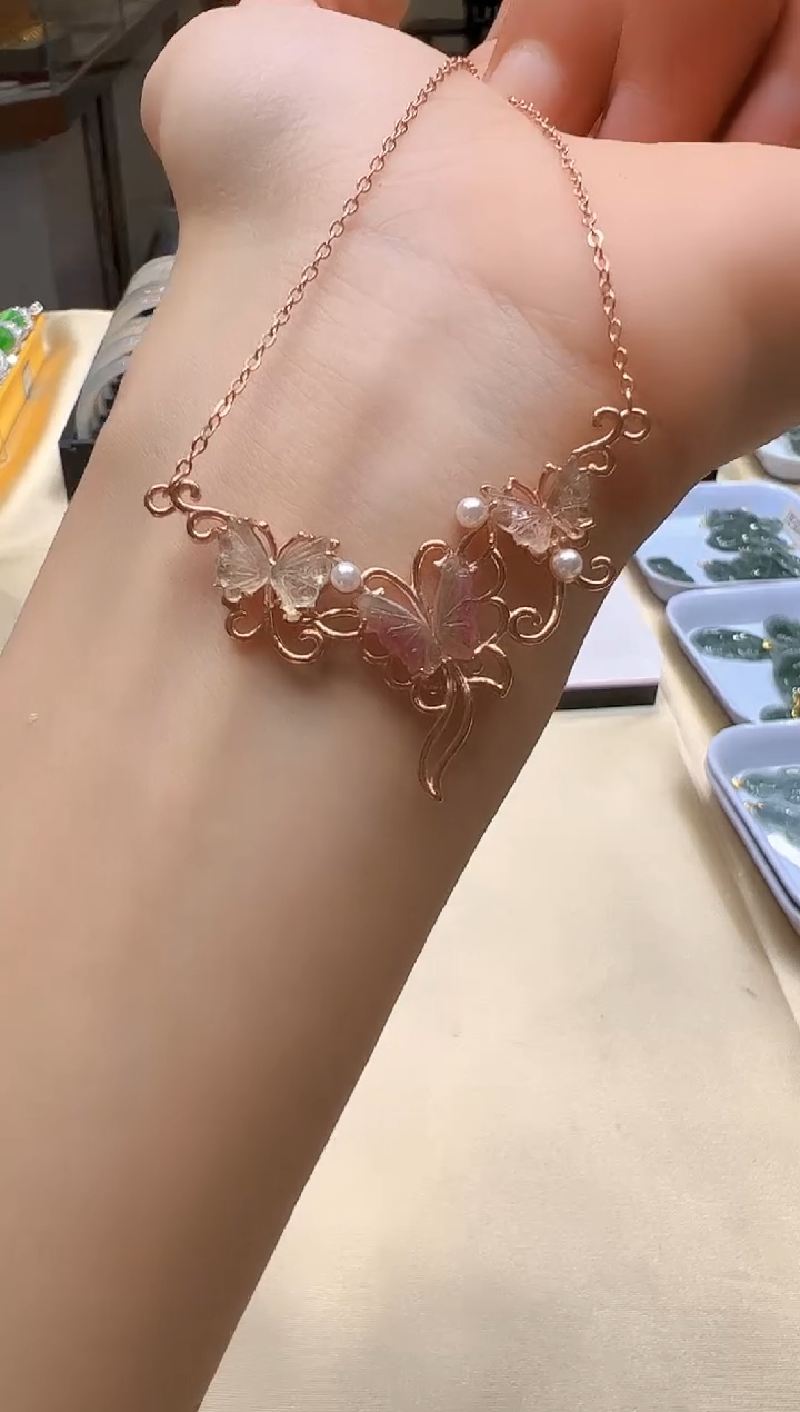 项链银S925镶嵌碧玺【松老板】0616029