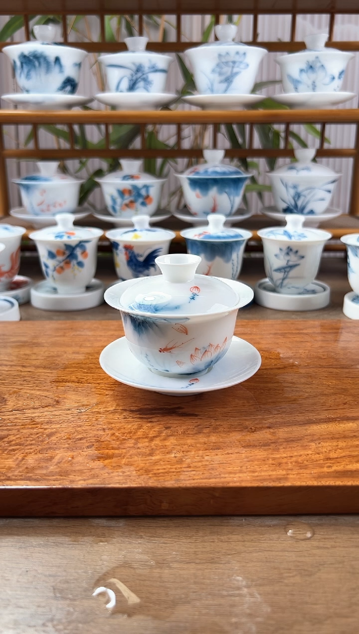 微瑕蓝莲130ml三才盖碗